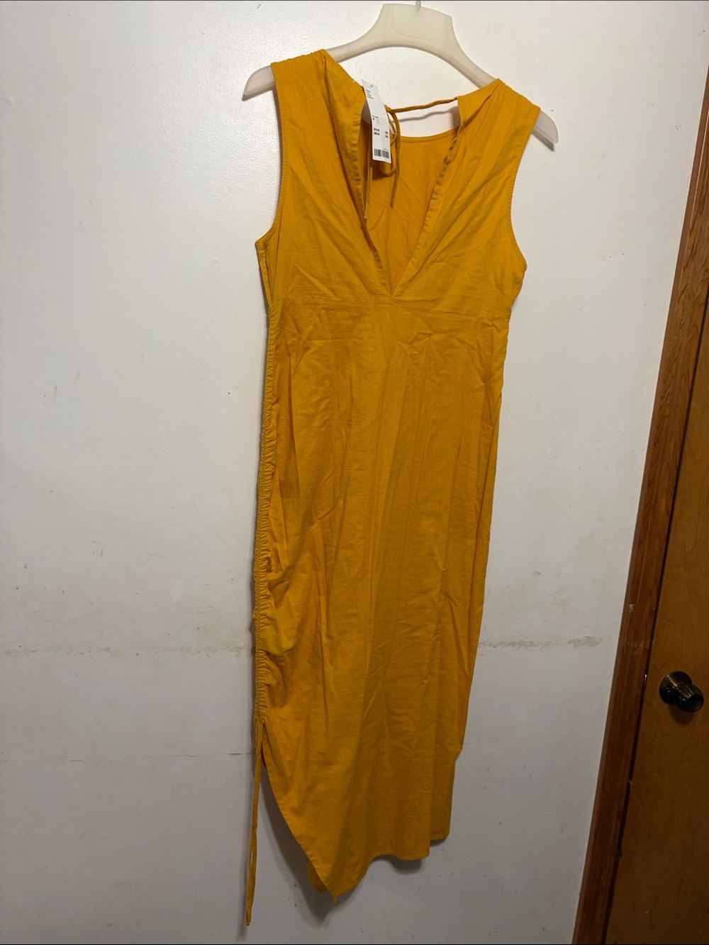 Aritzia Asymmetrical Sleeveless Dress in Mustard Yellow